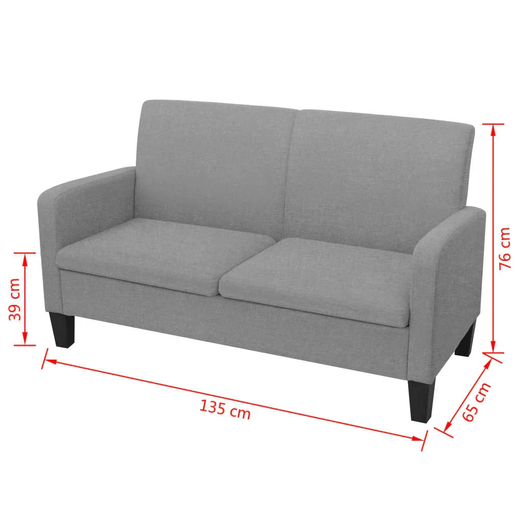 Divano a 2 posti per soggiorno casa uso interno 135 x 65 x 76 cm grigio chiaro 02_0019435