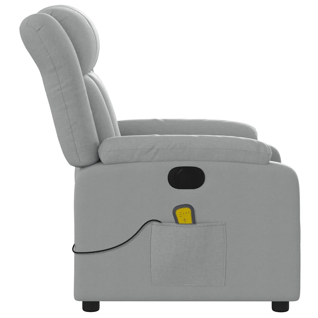 Divano Sedia-Poltrona Reclinabile Massaggio Elettrica Grigio Chiaro Tessuto 257306