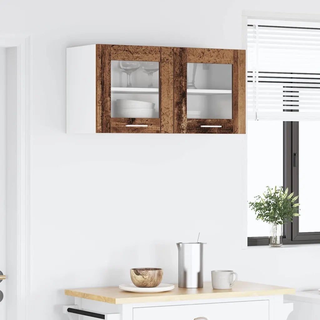 Armadio pensile con porta Legno Antico e Bianco 80 x 31 x 40 cm 884238