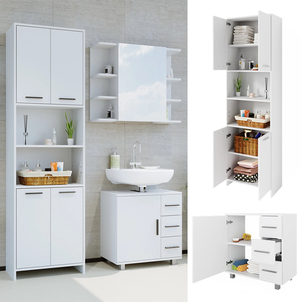 Vicco Set di mobili da bagno Bianco 2 pezzi, con colonna e base lavabo