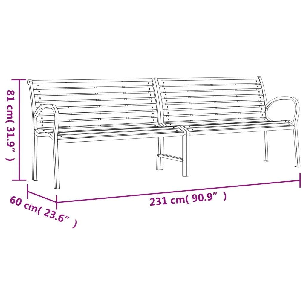 Panchina da Giardino | Panca da Giardino Doppia 231 cm in Acciaio e WPC