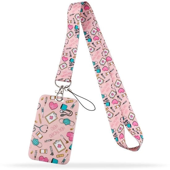 Portafoglio per tessera di identità con cinturino - ideale per le tessere di identità - design unisex - perfetto per medici/infermieri - 1 pezzo - adatto per telefono cellulare - Portafoglio tessera di identità