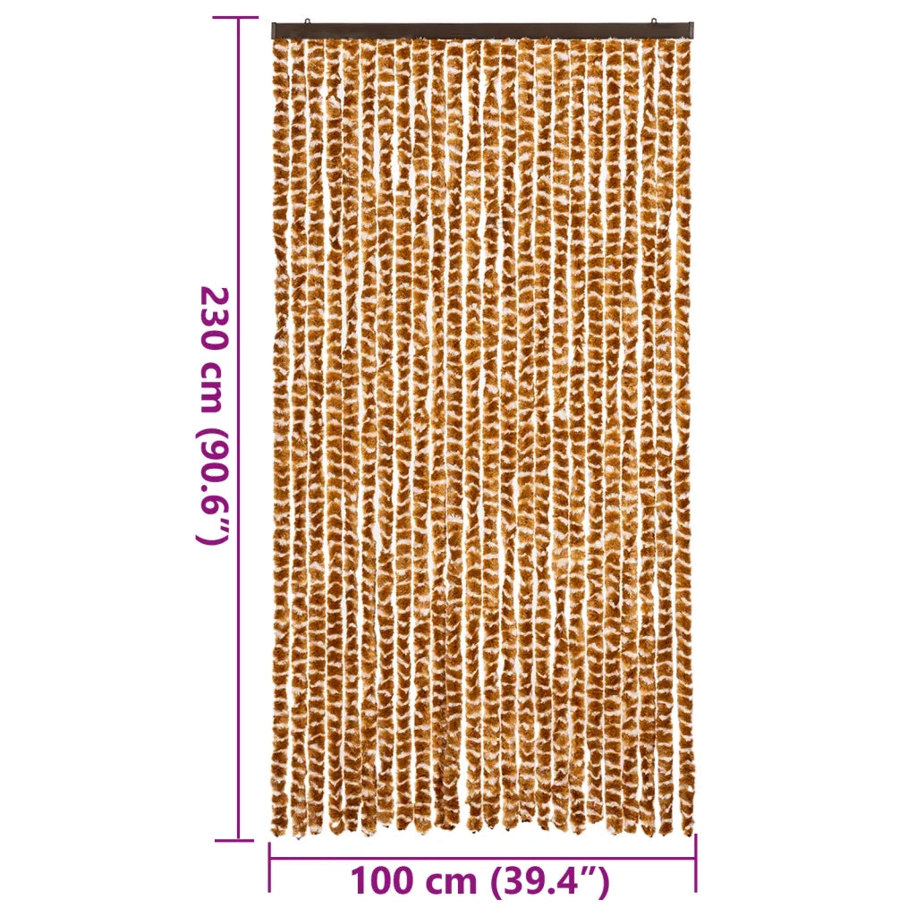 Tenda Antimosche Ocra e Bianca 100x230 cm in Ciniglia CFW3025419