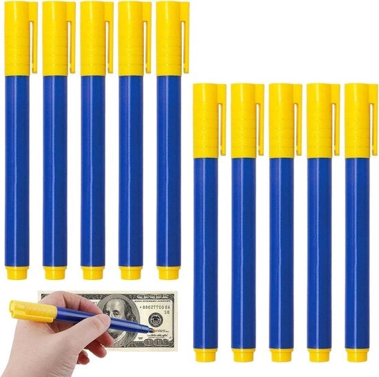 Set di Pennarelli per Controllo di Banconote Premium - 10 Pennarelli - Tester di Banconote per Euro e Dollaro