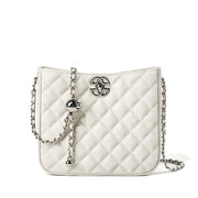 Borsa a tracolla da donna in vera pelle, grande capacit¨¤, colore bianco.