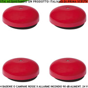 ALLARME INCENDIO CON BADENIA ELETTROMECCANICA ROSSA 4 PEZZI ALIMENTAZIONE 24 VCC RIPETONO SEGNALAZIONI E QUALSIASI AVVISO