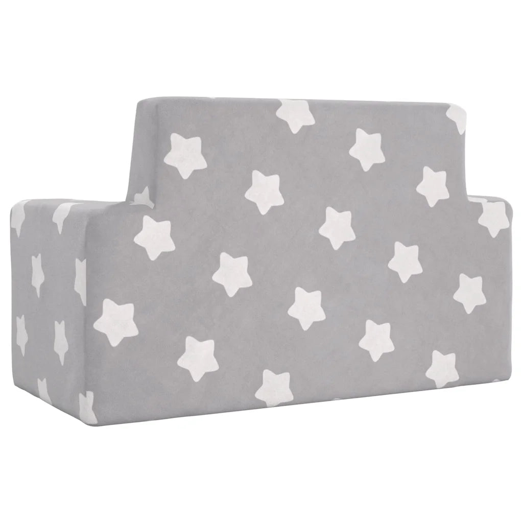 Divano per Bambini 2 Posti-Sofa-Divanetto Grigio Chiaro Stelle Morbido Peluche 899756