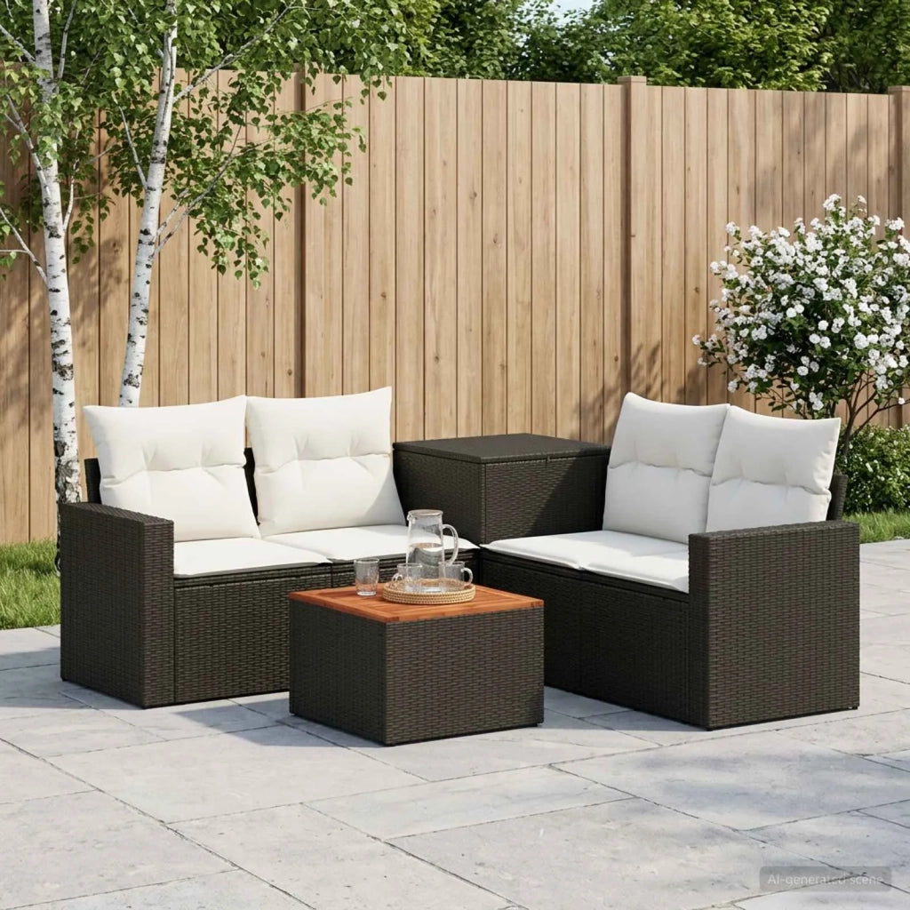 Set di divani 6 pz Nero e Bianco Crema 3447398