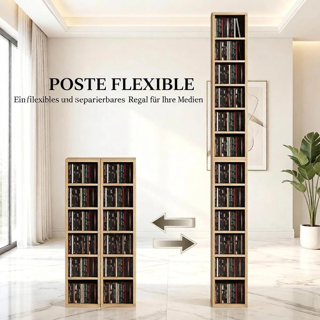 Set 2 colonne porta CD in truciolare rovere, 12 scomparti
