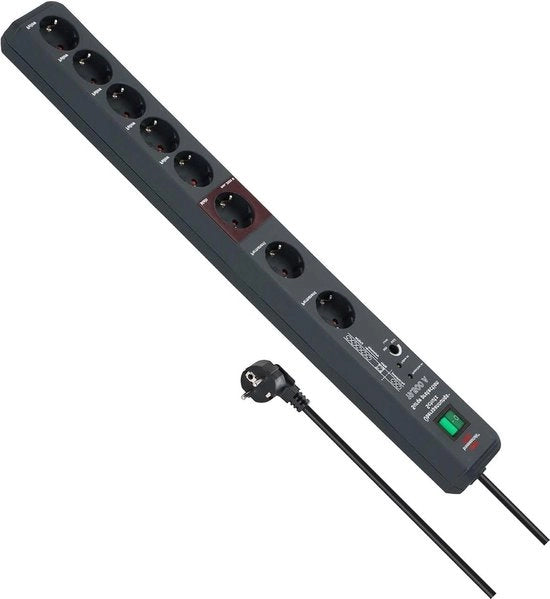 Pannello di connessione 8-polare con protezione contro sovraccarichi e funzione Main-Follow - colore antracite - cavo lungo