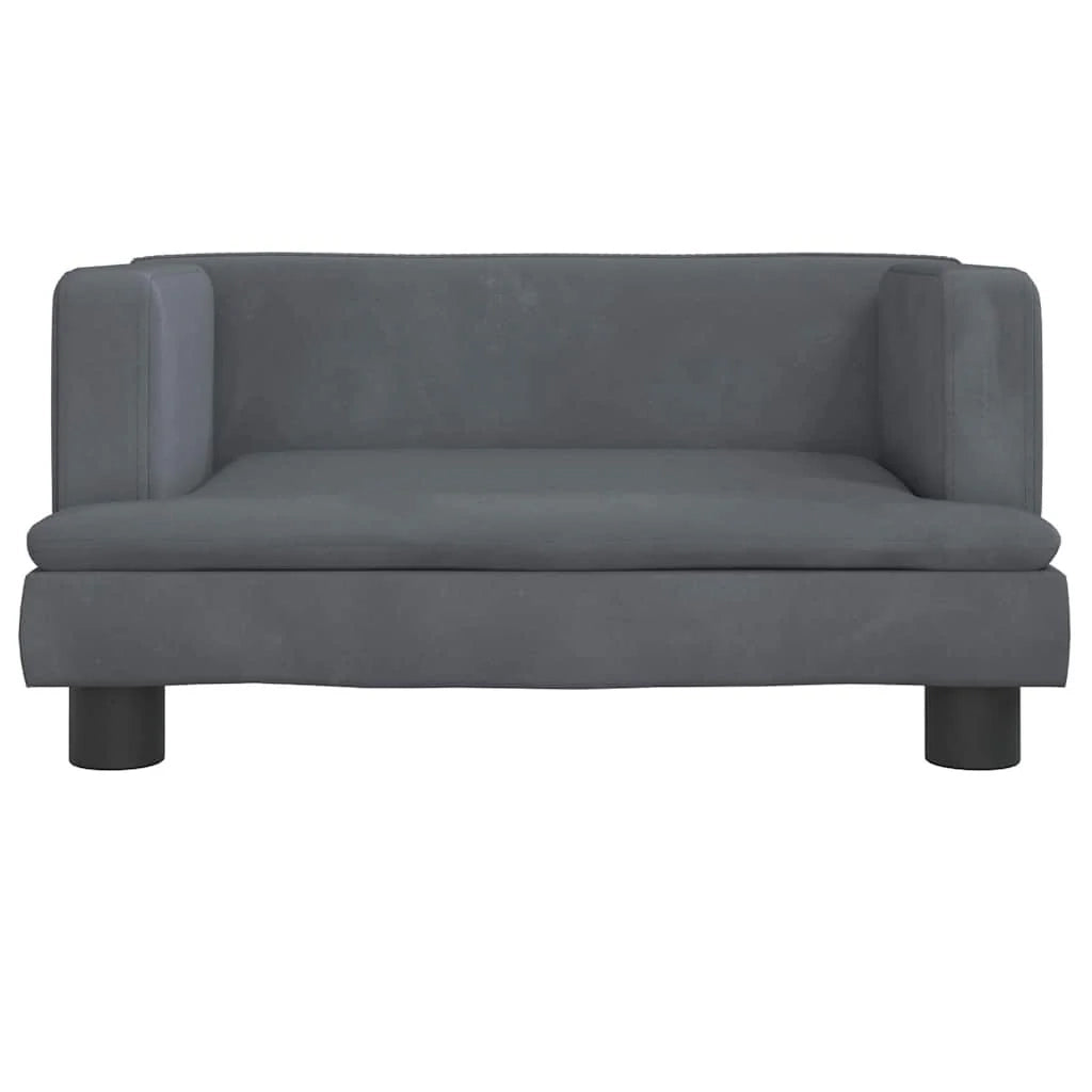 Cuccia per cani comoda cesta da divano velluto grigio scuro 60 x 40 x 30 cm 02_0043162