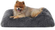 Letto Fluffycuspidi per Cane Grande - 61x45x8 cm Letto per Cane Grande Lavabile, Sottopiede Antiscivolo, Cuscino per Cane Grande Plush, Grigio Scuro