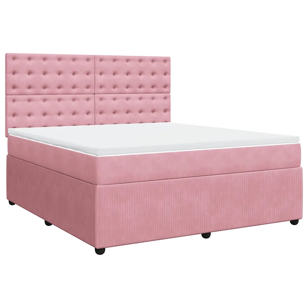 Giroletto a Molle con Materasso Rosa 180x200 cm in Velluto 3294723