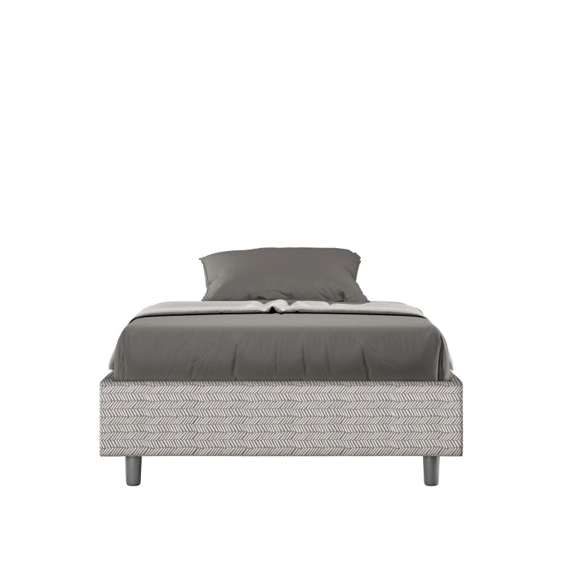 Letto Sommier imbottito 1 piazza e mezza 120x210 cm tessuto Aragona Azelia - Bianco,Senza rete