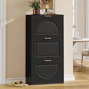 Armadio per scarpe stretto a 3 ante - Xylo - 60x24x114 cm - Nero