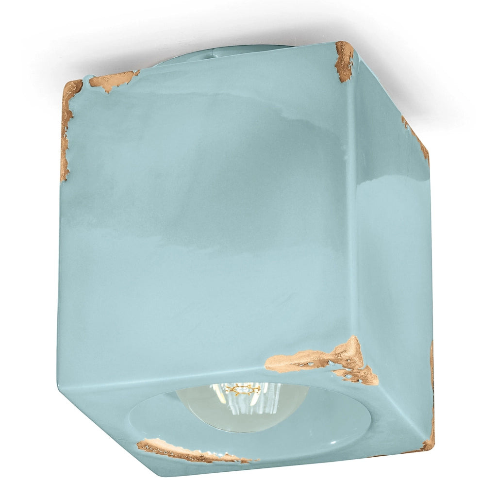 Plafoniera Vintage Ceramica Azzurra 1 Luce E27