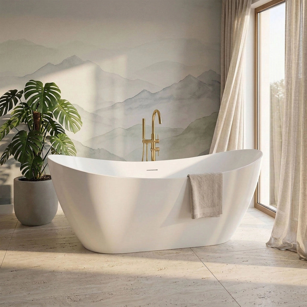 Vasca Bagno Da Terra Rea Ferrano Slim 160 Copritappo bianco