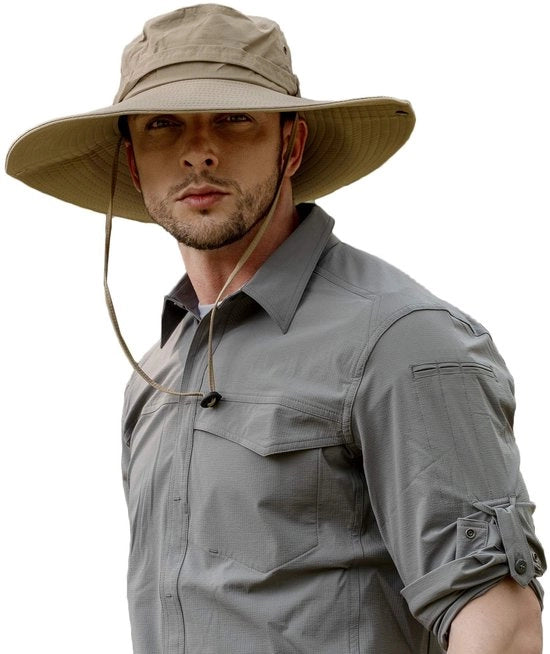 Cappello da Sole in Tessuto - Impermeabile - Adattabile - Respirante - Altezza Margine 12 cm - Cinturino per Sudore - Protezione Outdoor - Cappello da Sole