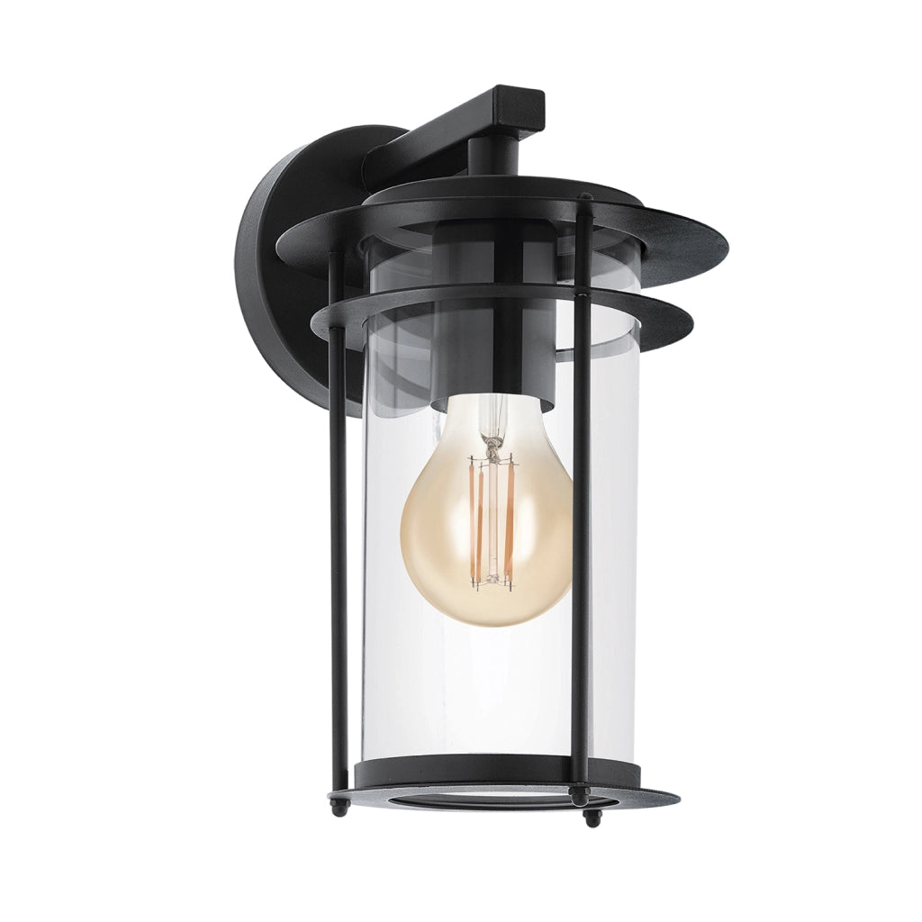 Applique Esterno Contemporanea Valdeo Metallo Nero Vetro Bianco 1 Luce E27