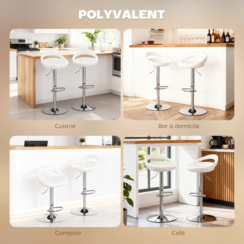 Sgabelli da bar regolabili ¨C zephmum ¨C 2 pezzi bianco 46x41x76-96cm