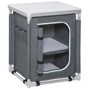 Mobile Cucina da Campeggio con 2 Mensole e Sacca di Trasporto, in Alluminio e Tessuto Oxford 60x49x70cm Grigio