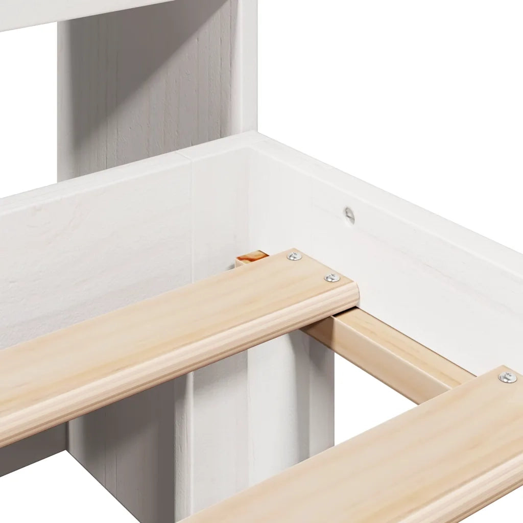 Letto Libreria senza Materasso Bianco 140x200 cm Legno di Pino 3322758