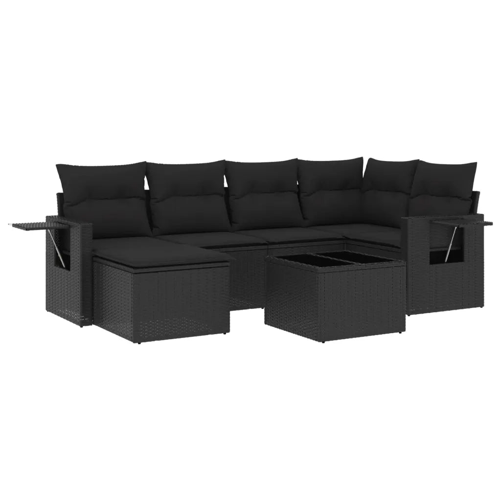 Set Divani da Giardino con Cuscini 7pz Nero Polyrattancod mxl 88381