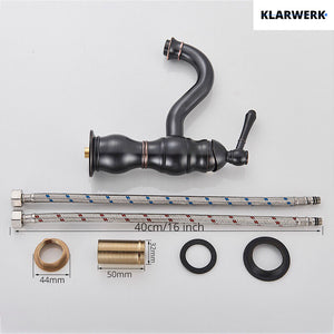 NALA | Rubinetto da bagno basso vintage Gastro nero spazzolato |. Rubinetto per lavabo retrò premium in acciaio inossidabile piccolo |