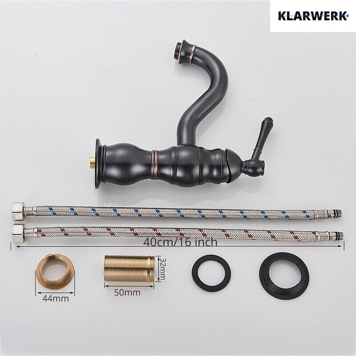 NALA | Rubinetto da bagno basso vintage Gastro nero spazzolato |. Rubinetto per lavabo retrò premium in acciaio inossidabile piccolo |