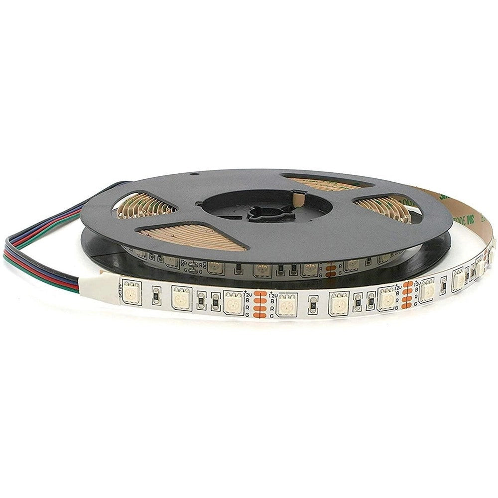 Trade Shop - Striscia Strip Led 5050 60led/mt Rgb 12v 7w/mt Bobina 5 Metri Ip20 5050-l-rgb -