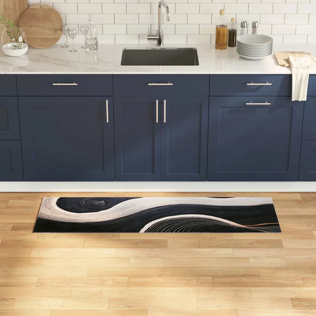 Tappeto da Cucina Nero 150 x 45 cm Velluto 42013420