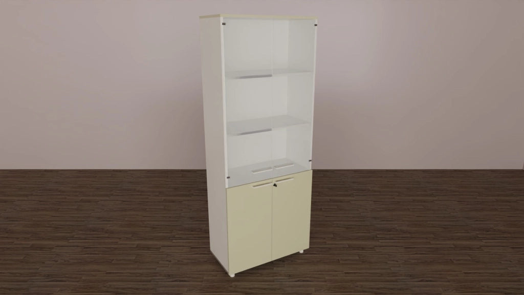 Libreria da ufficio con ante in vetro o melaminico a scelta, in vari colori cm. 80x40x198,8h