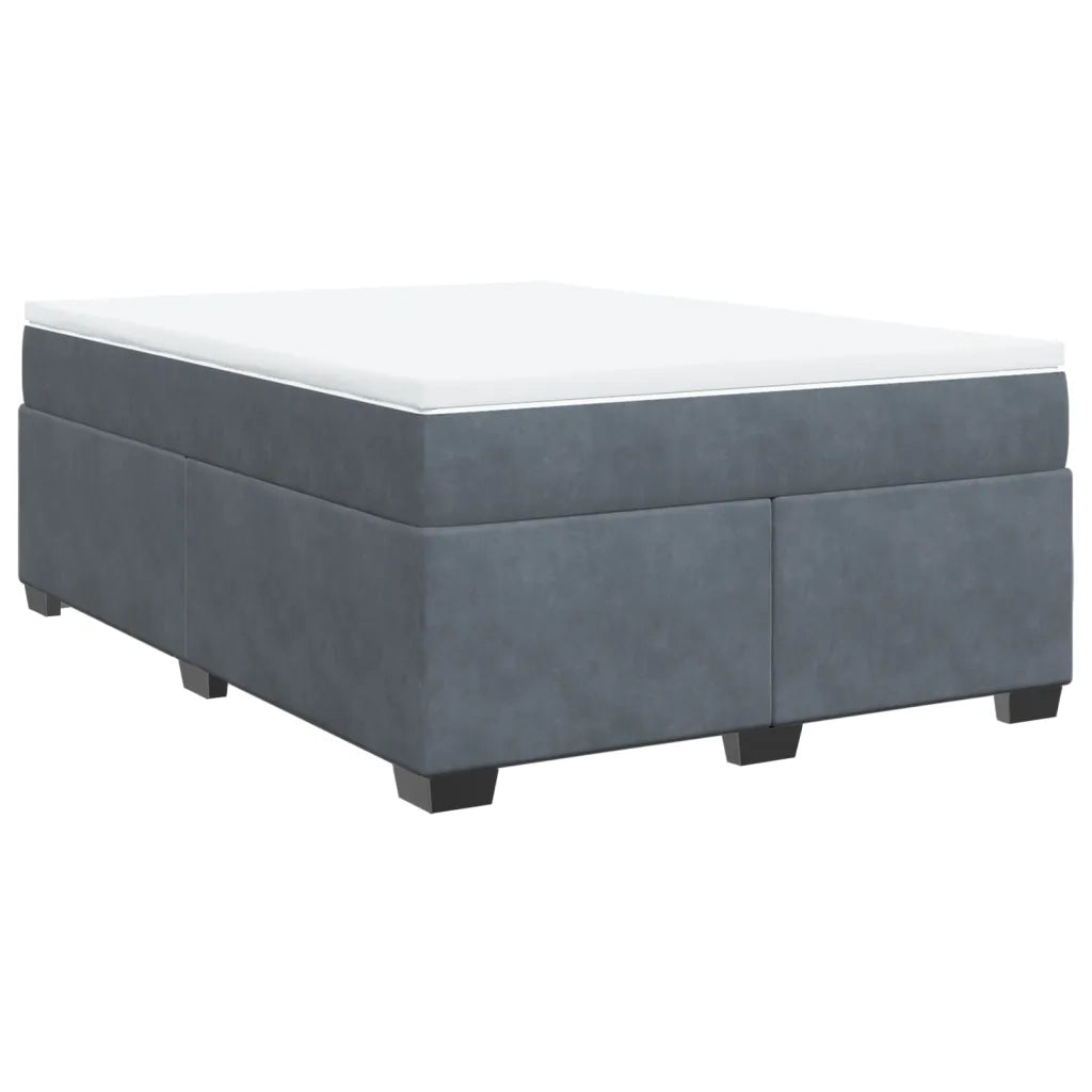 Giroletto a Molle con Materasso Grigio Scuro 160x200 cm Velluto