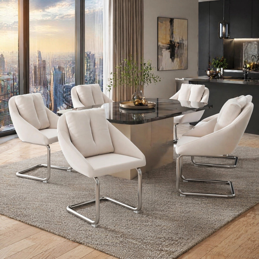 SEDIA in velluto beige Set da 6 pezzi