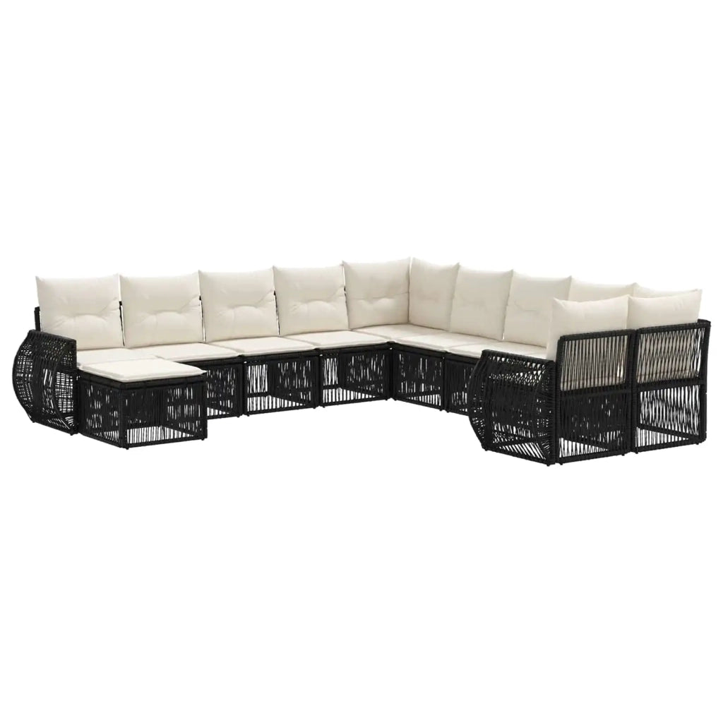Set Divano da Giardino 11 pcs Nero polyrattan 3435616