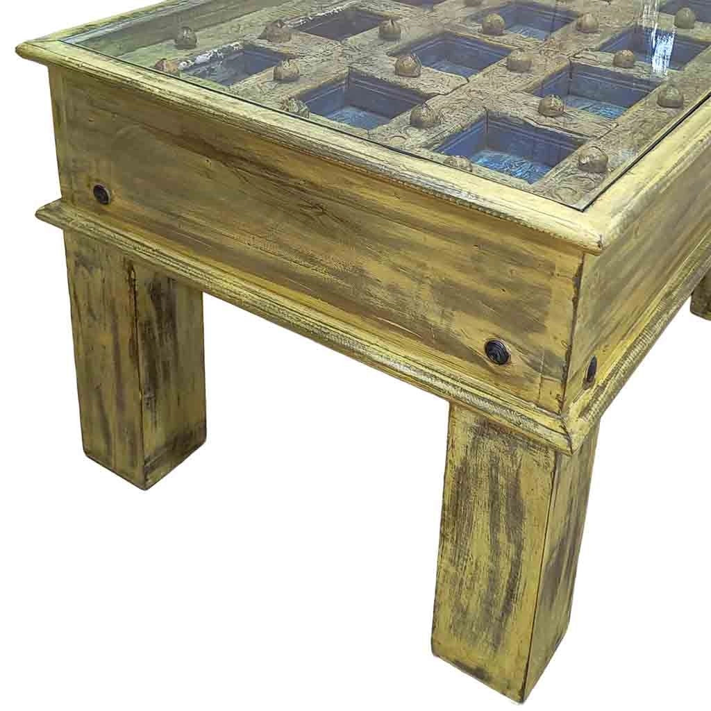 Tavolino da caffè in legno fatto a mano 77x56x45h cm