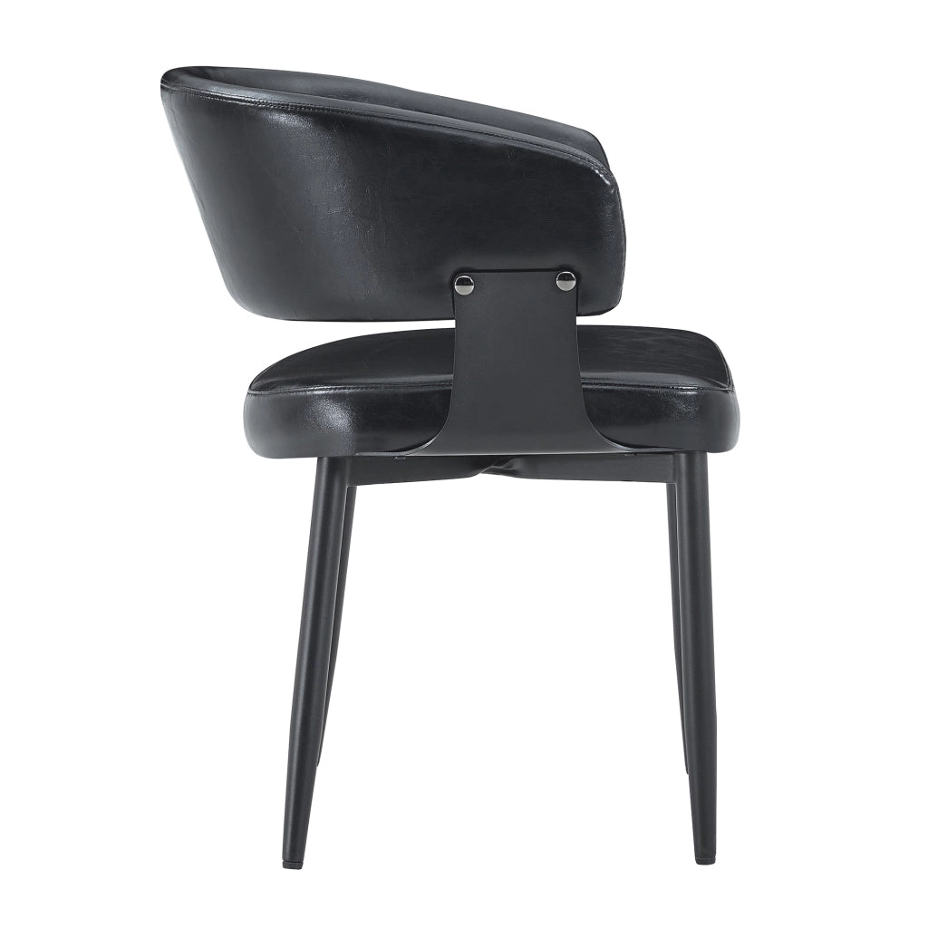 Sedie da sala da pranzo set di 2 con braccioli e schienale ergonomico, in similpelle e tessuto nero