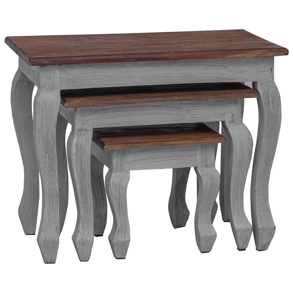 Set Tavolini a Incastro 3 pz in Legno Massello di Mogano 244505