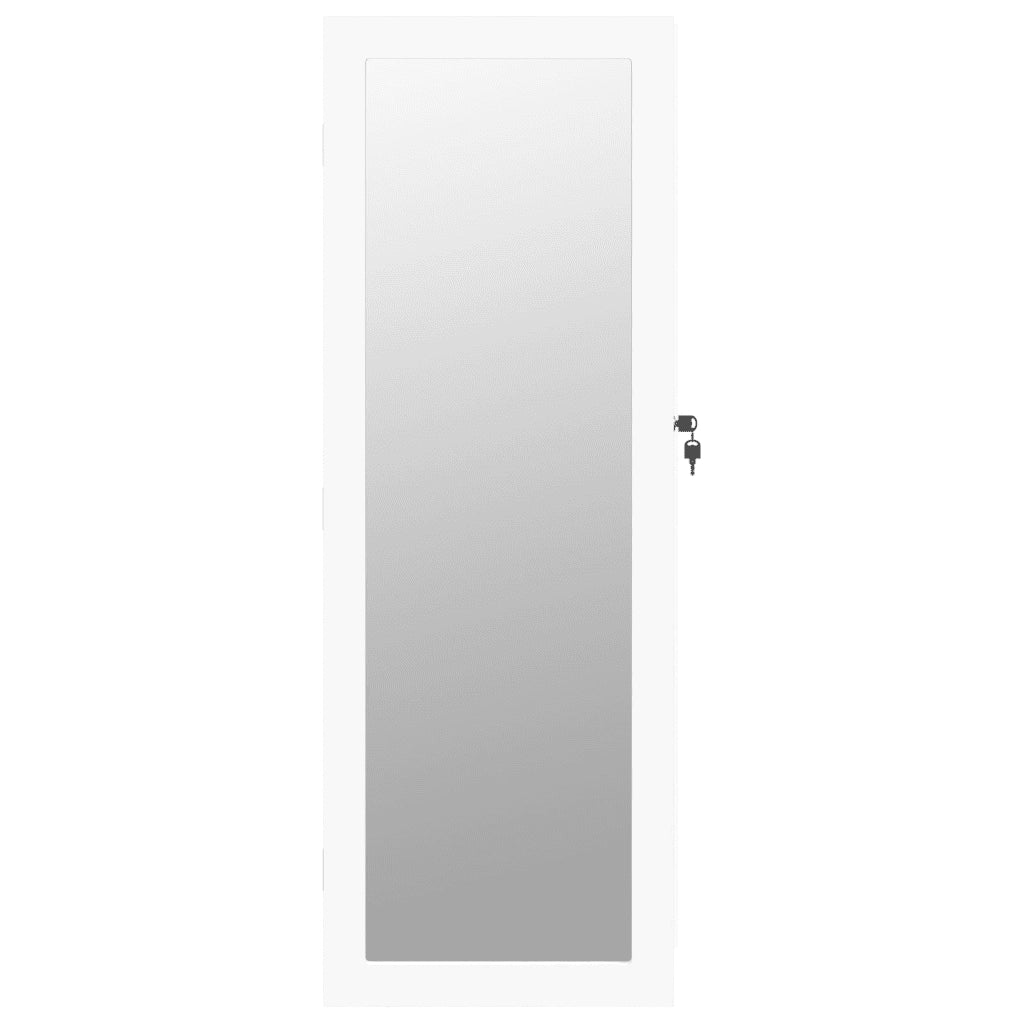 Armadio Portagioie con Specchio a Muro Bianco 37,5x10x106 cm 353217