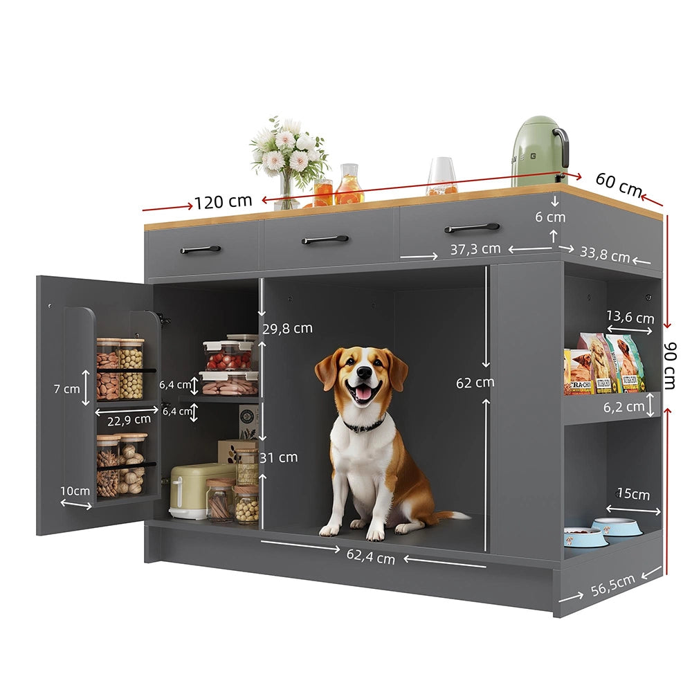Isola cucina 3 cassetti - Xylo - 120x60x90cm grigio spazio animali