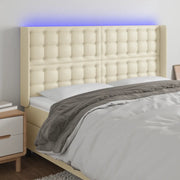 Testiera a LED Crema 183x16x118/128 cm in Similpelle 3124152