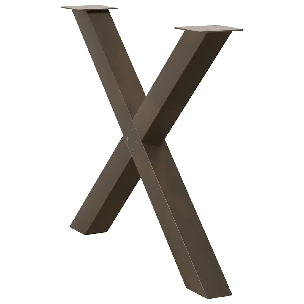 Gambe per tavolo da pranzo a forma di X 2 pz in acciaio naturale 90x(72-73) cm 4012987