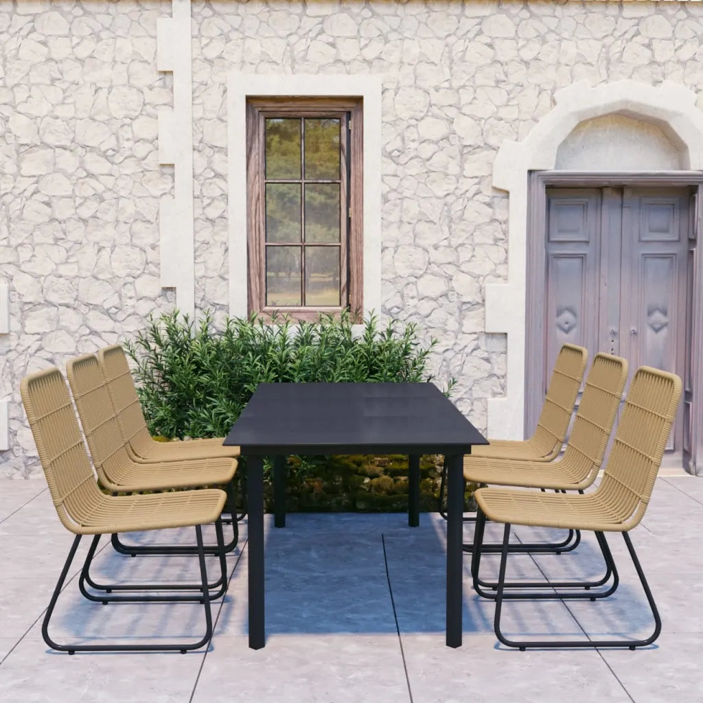 Set da Pranzo da Giardino 7 pz in Polyrattan e Vetro 3060241