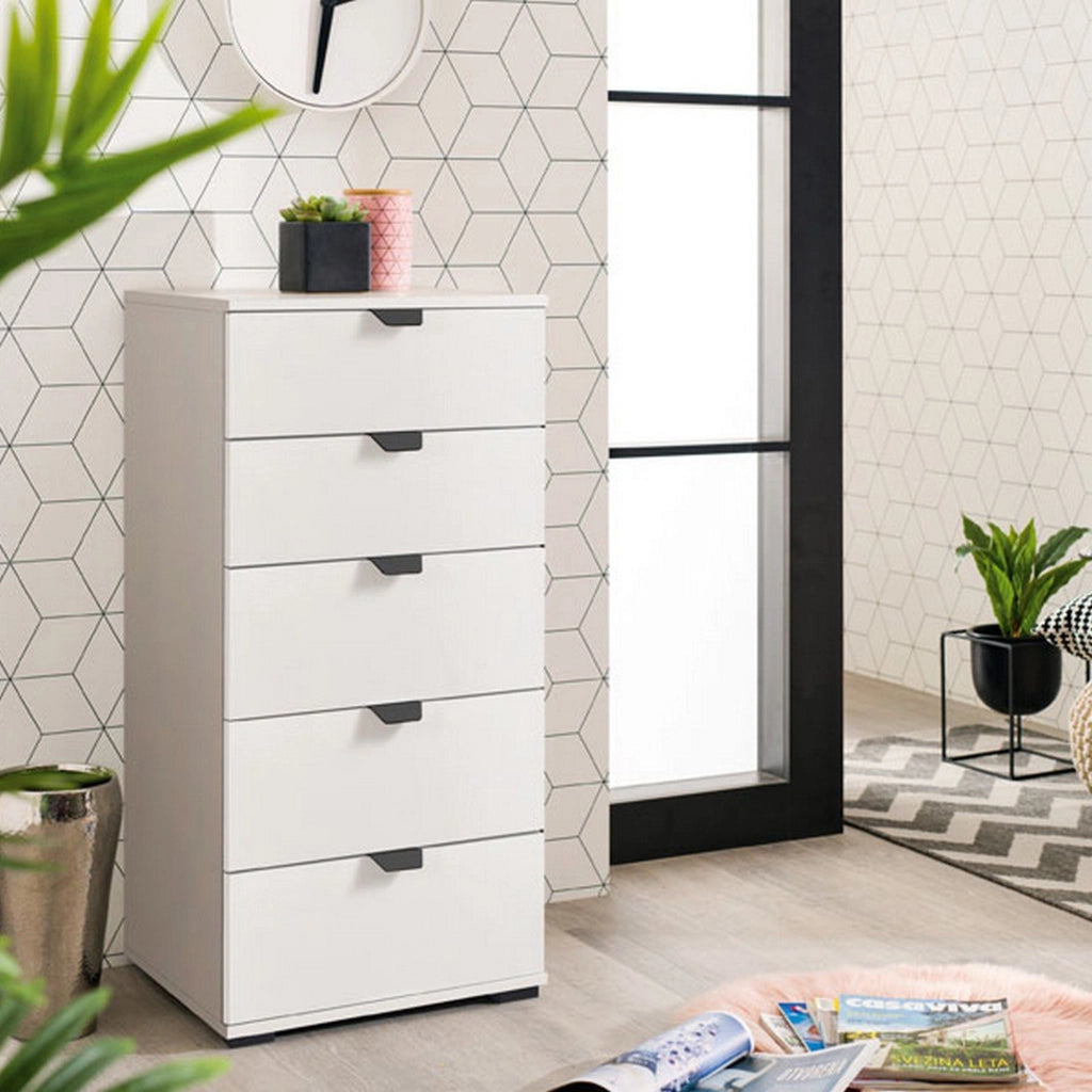 Mainarda, Cassettiera 5 Cassetti, 45x40x95h cm Bianco