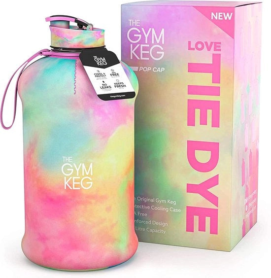 Bicchiere da ginnastica da 2,2 l con guanto in neoprene e manico, bottiglia sportiva da 2 litri per fitness, bodybuilding, allenamento - bicchiere da ginnastica per sport