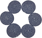 Sottopiani 6-pack a intreccio e a trama per bevande, decorazione da tavola assorbente moderna, sottopiano da regalo, bevande calde e fredde, scelta ideale (blu marino)