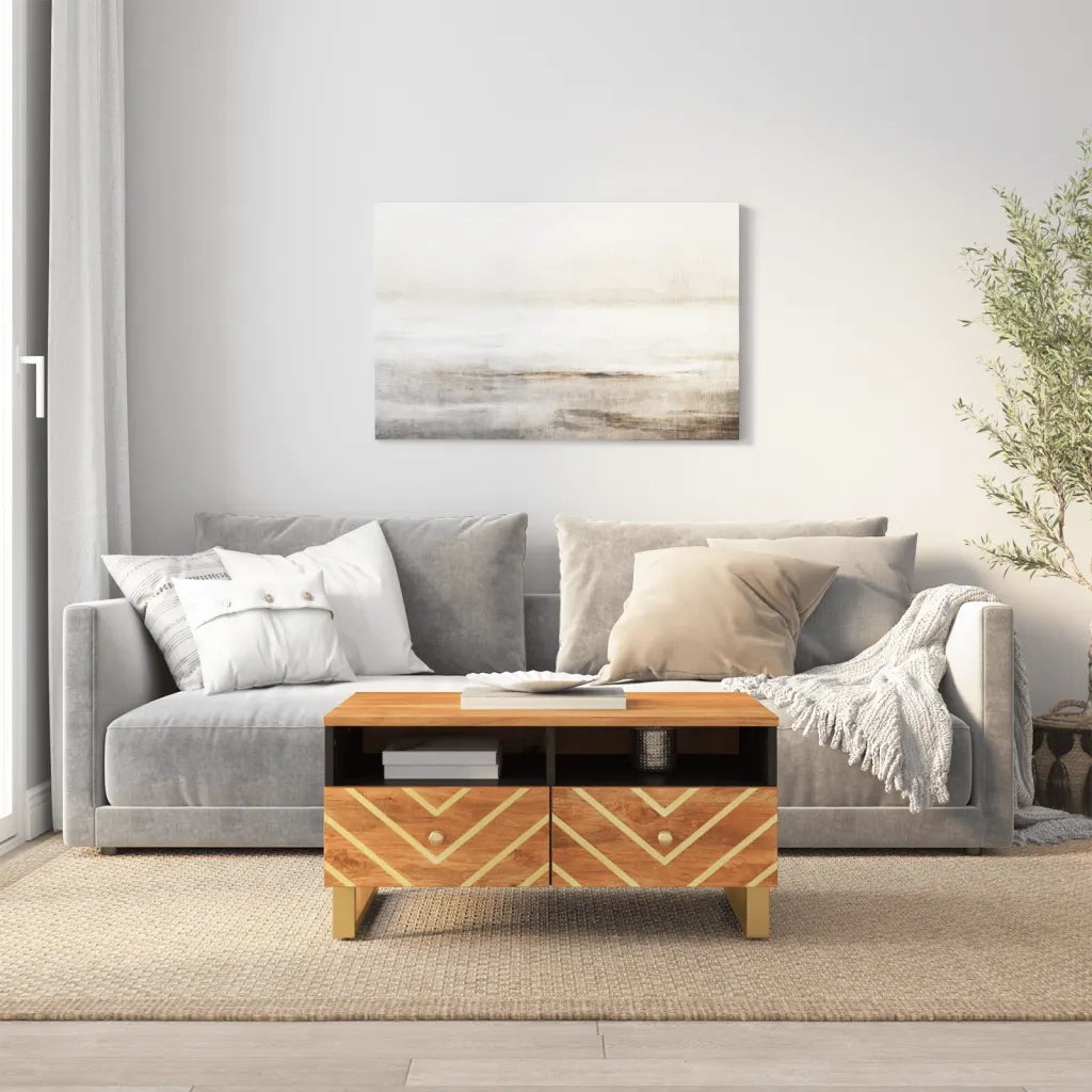 Tavolino da salotto | Tavolino da caff¨¨ | Tavolino da Soggiorno Marrone e Nero 80x54x40 cm Legno di Mango