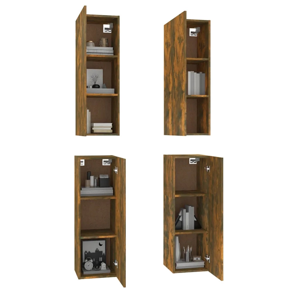 Mobili TV 4 pz Rovere Fumo 30,5x30x90 cm in Legno Multistrato cod mxl 20305