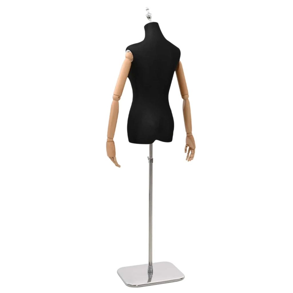 Manichino Regolabile 165-213 cm con Base Femmina PP Nero 42041702