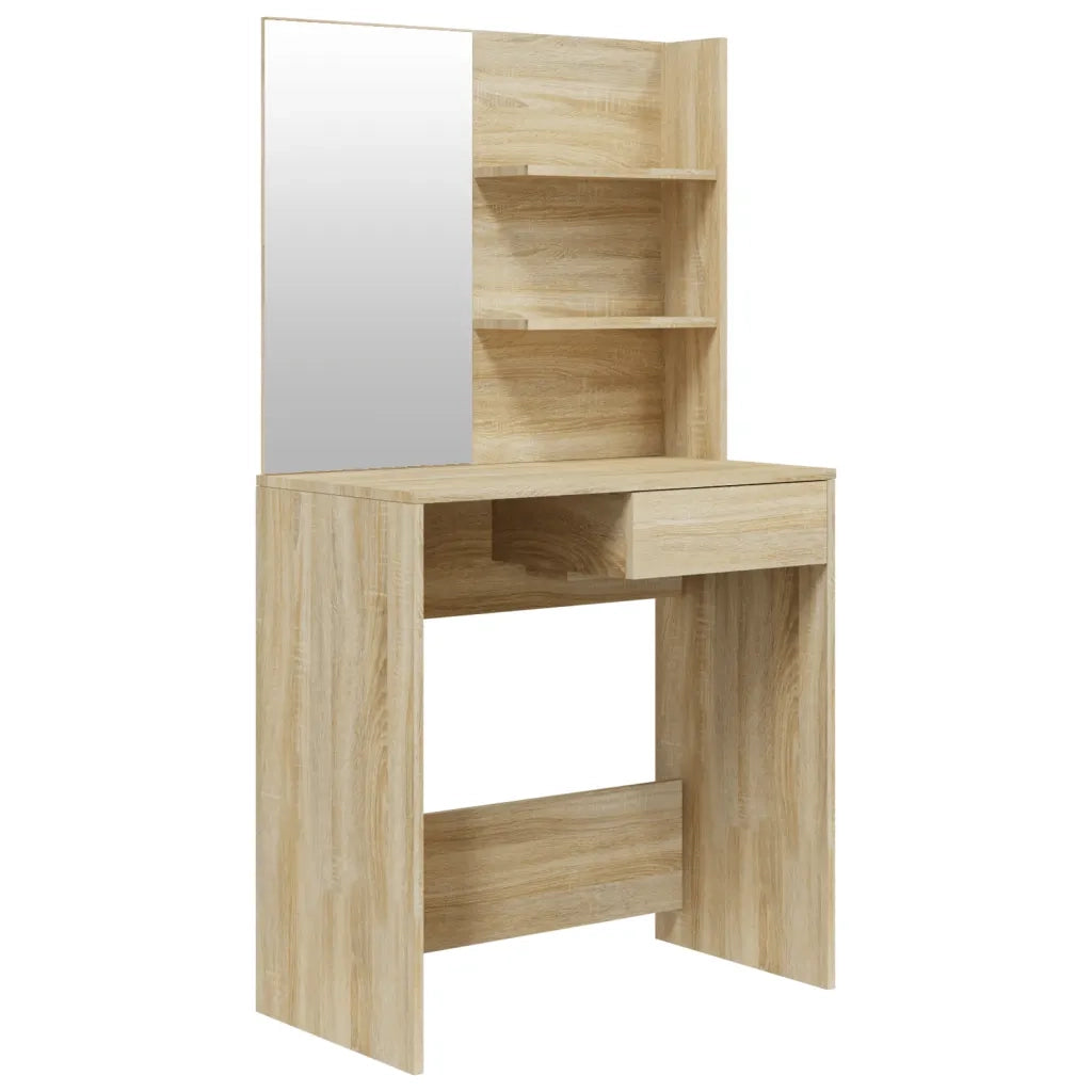 Toeletta | Tavolo da Trucco con Specchio Rovere Sonoma 74,5x40x141 cm
